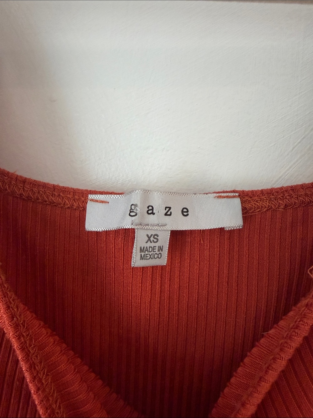 gaze Burnt Orange Ribbed Ruched-Strap Bodysuit - Picture 2 of 3